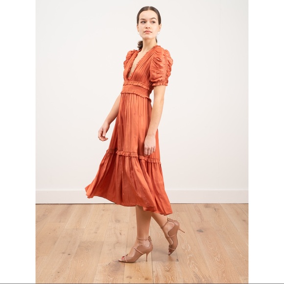Ulla Johnson Dresses & Skirts - Ulla Johnson Maya Satin Coral Midi Dress 2